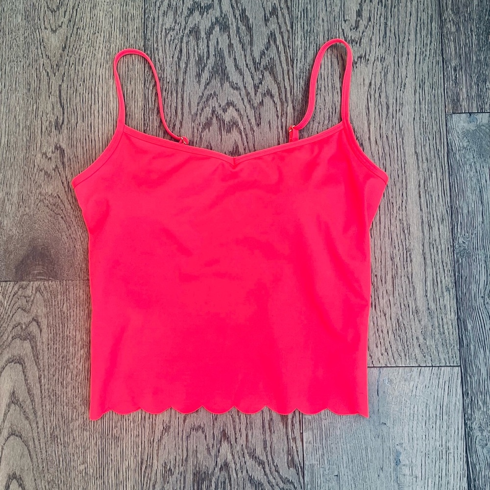 Lilly Pulitzer Neon Coral Scallop Hem Tank Top